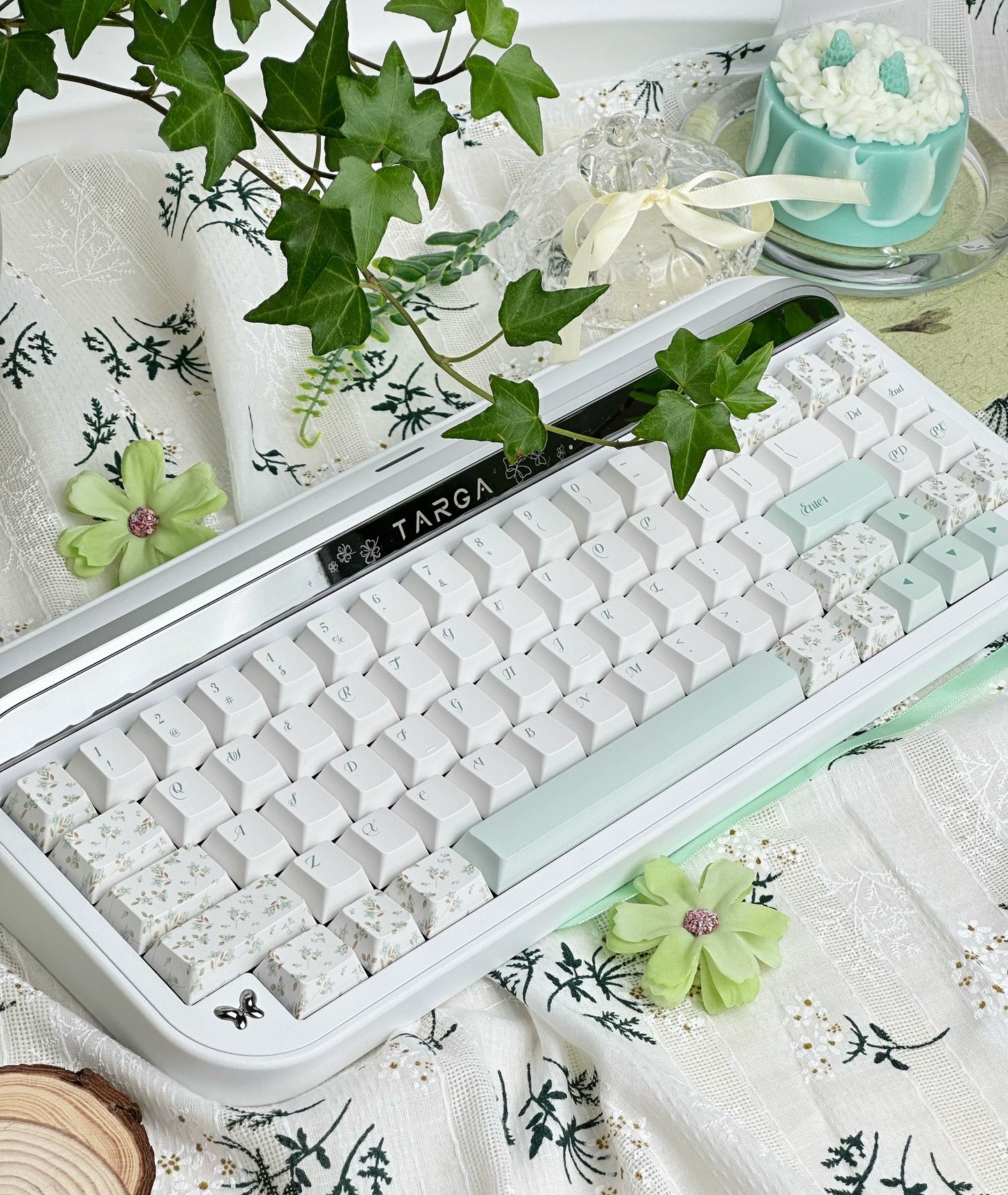 050 Pastel Green Eve Manor Floral Small Fresh Keycaps Cherry Profile Designed By MoCoo