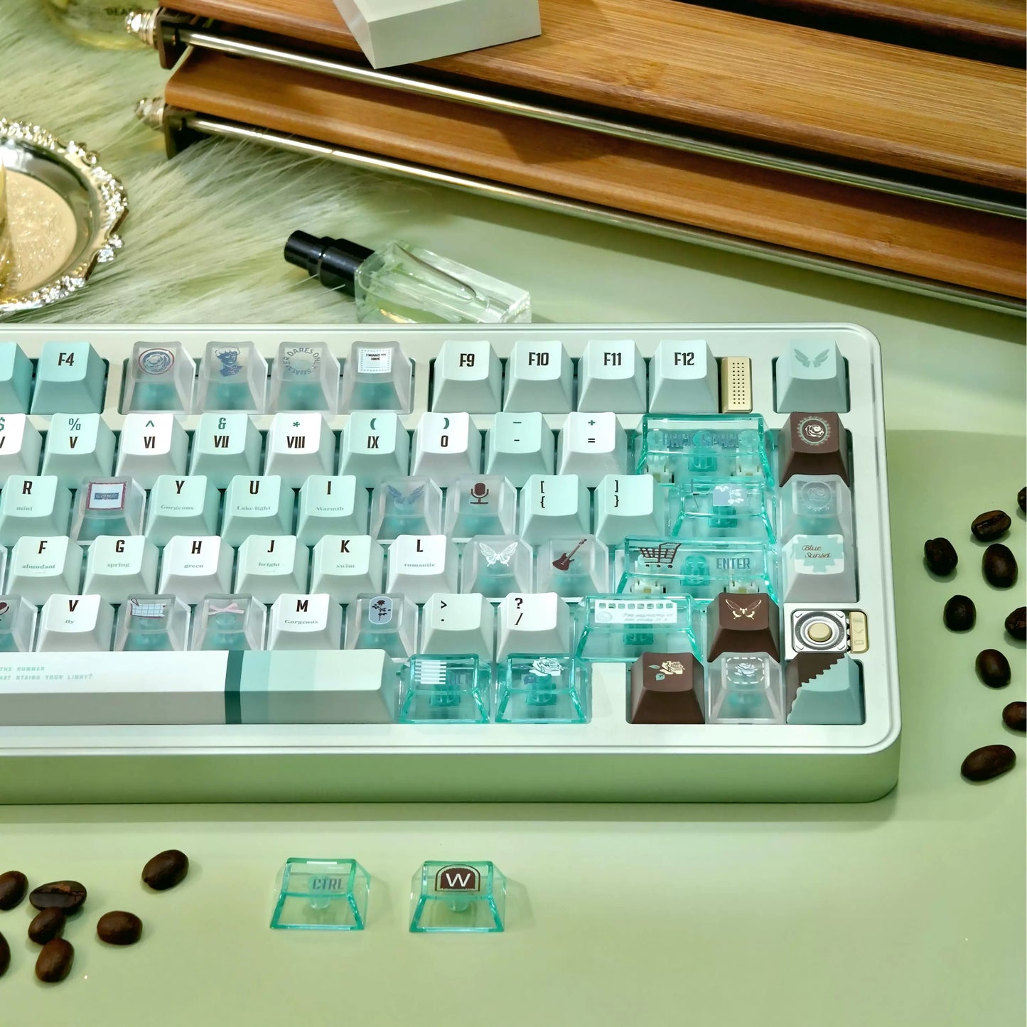 #0241 Mint Chocolate Mambo Keycap Green Brown Keycap Cherry Profile (not including keyboard)