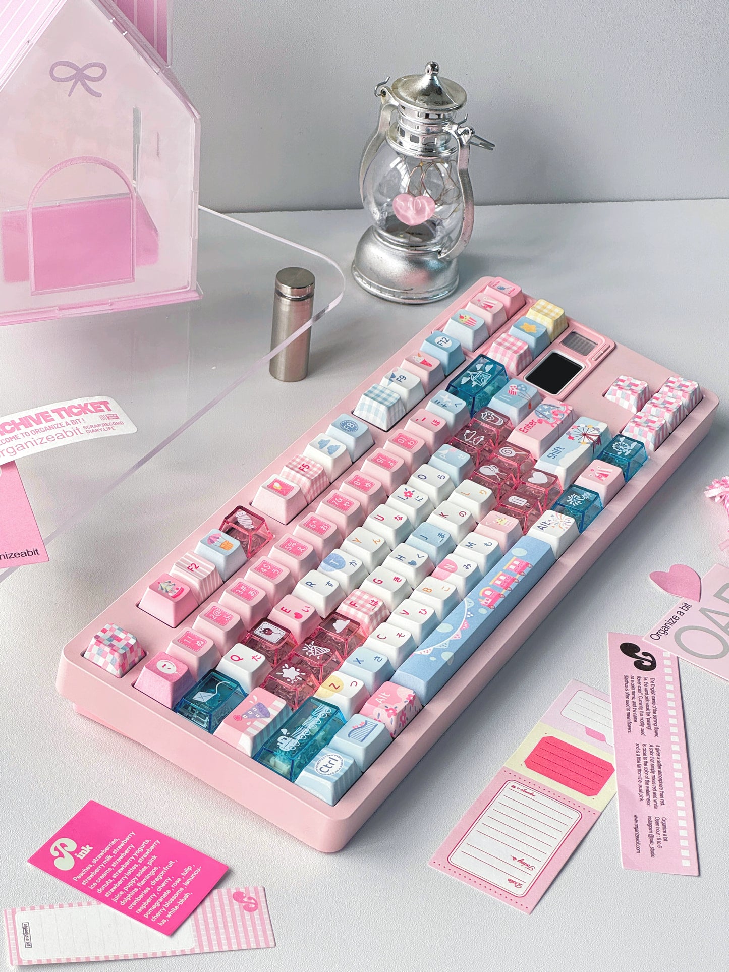 #0219 Amusement Park Cute Pink and Blue Keycaps (not Including Keyboard)