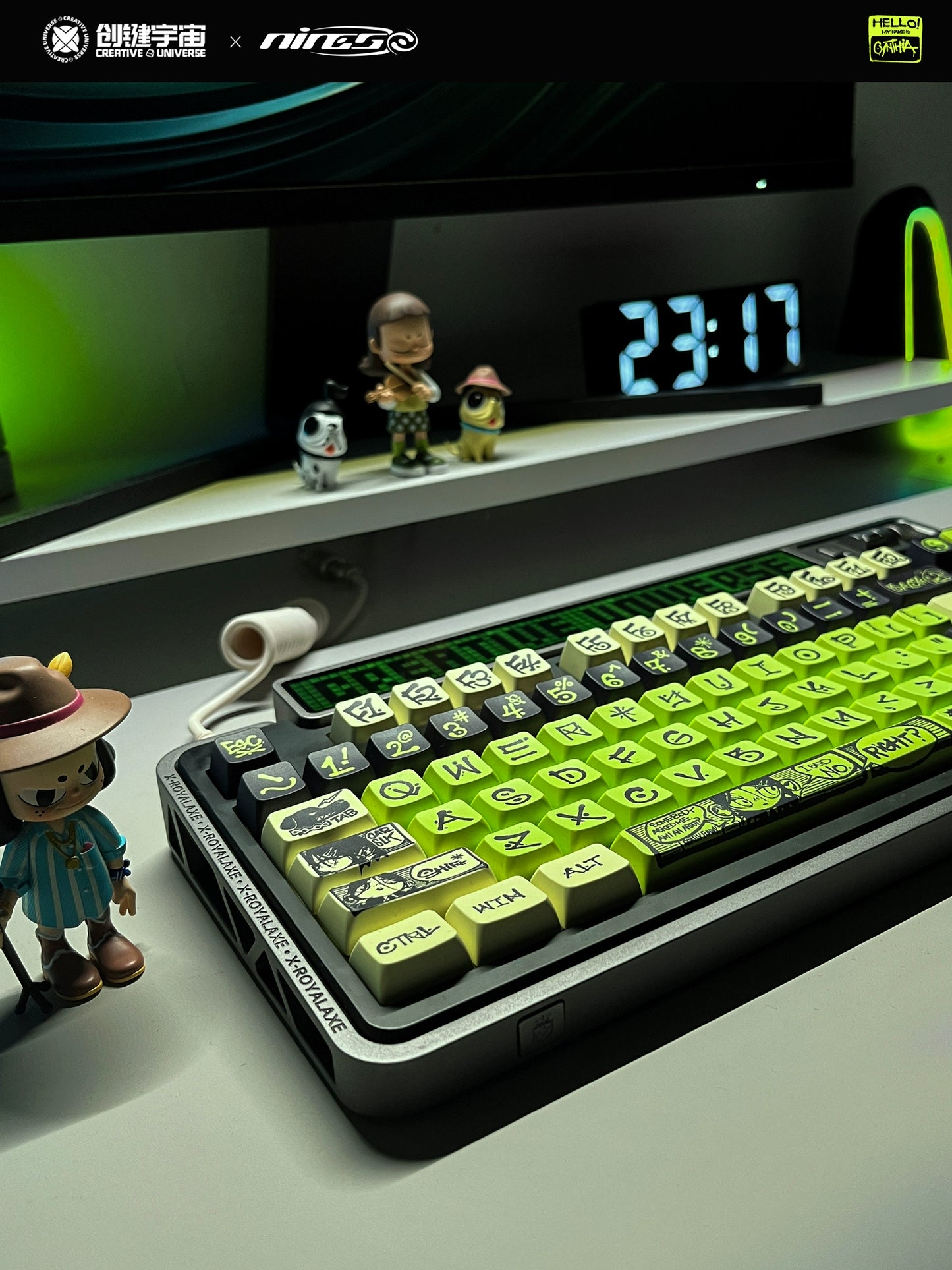 025 Bright Green NINEGO street artists designer PBT MDA profile 135 keys keycap set