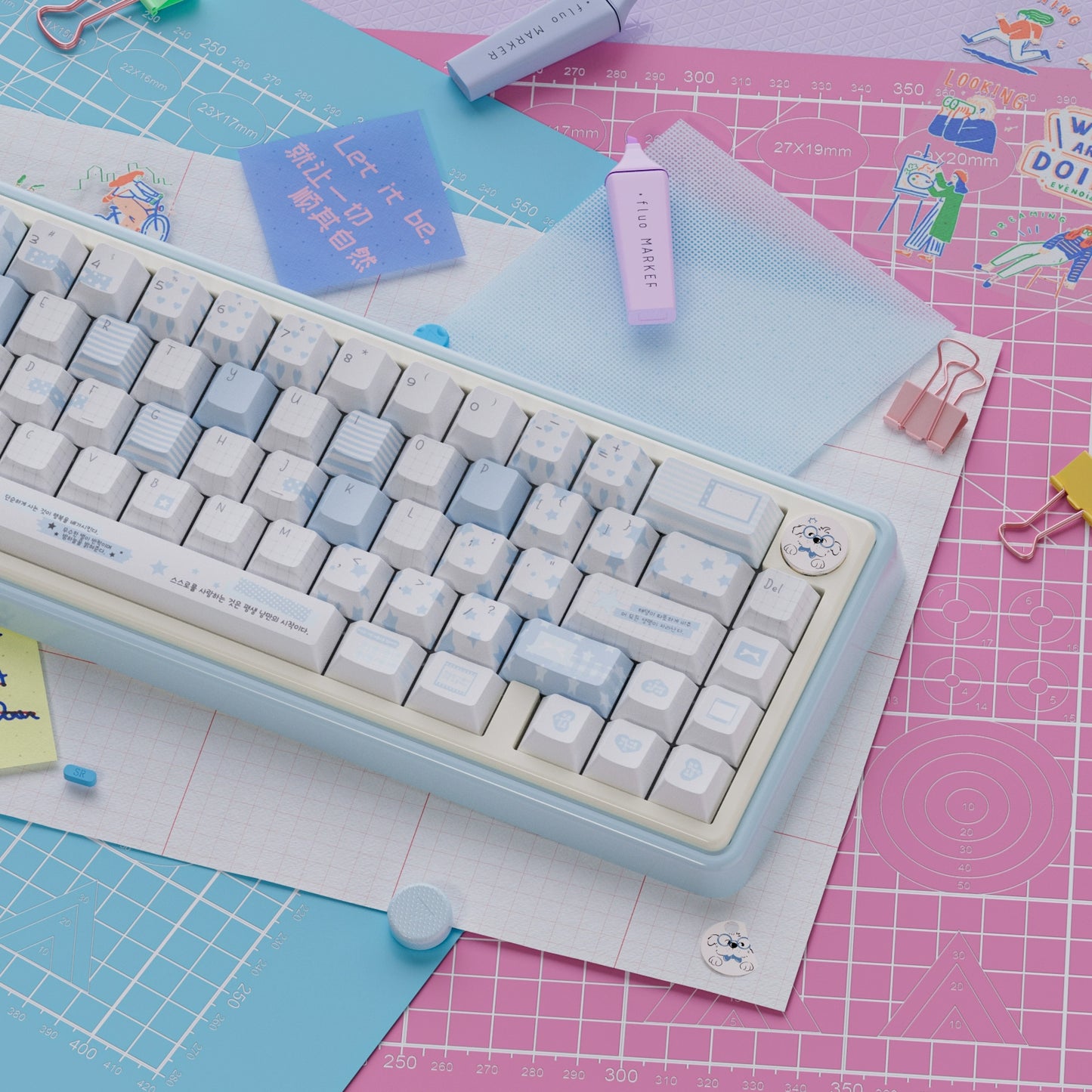 UR65 Blue/Pink/Red Mechanical Customized Keyboard (Tri-mode Gasket Hot Swap RGB Support QMK/VIA)
