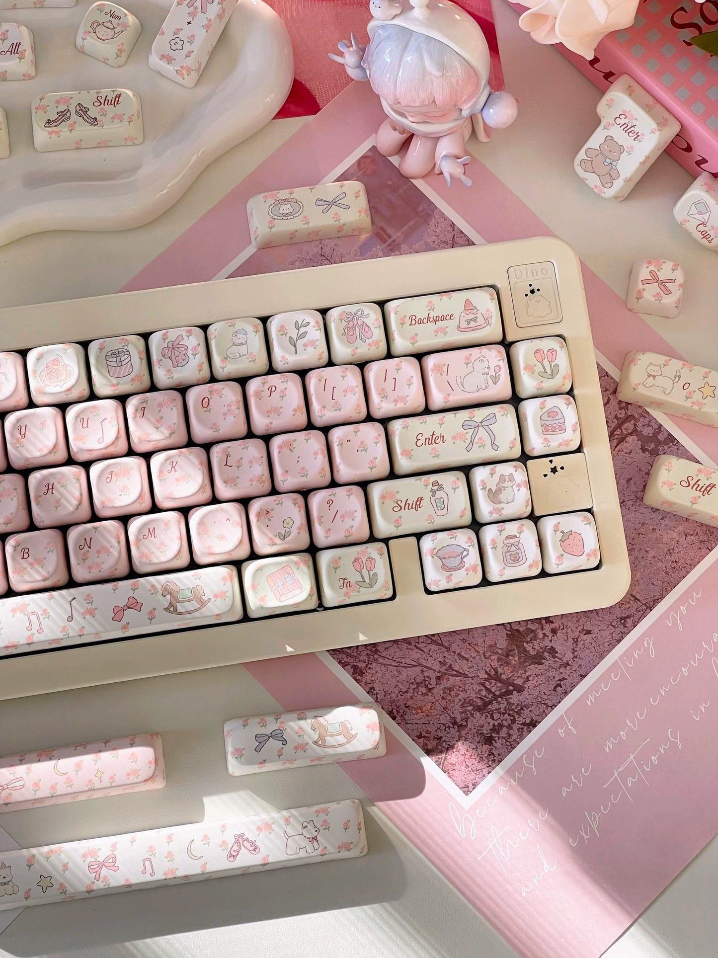 001 Flower French Style Spring Floral Gift Moa Profile 140 Keys Cute Keycap Set LlilyX Lab flower keycaps