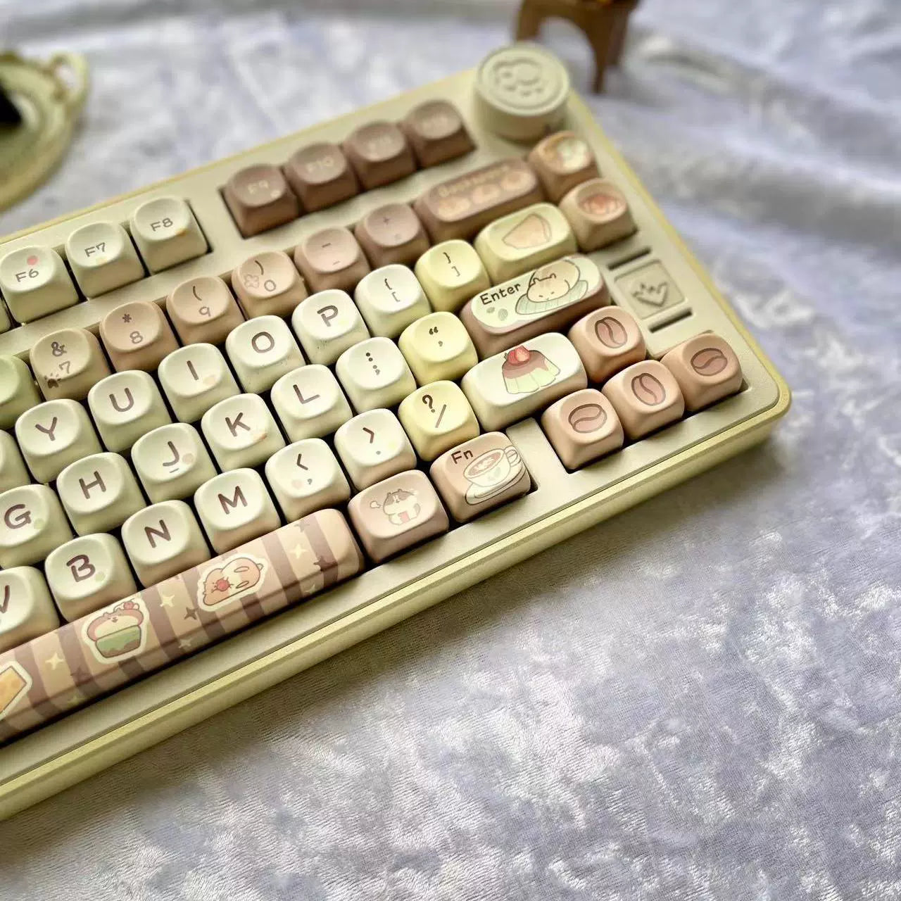 083 Humsters' Afternoon Tea Time Coffee Green Color Cute Keycaps MOA profile 130 keys