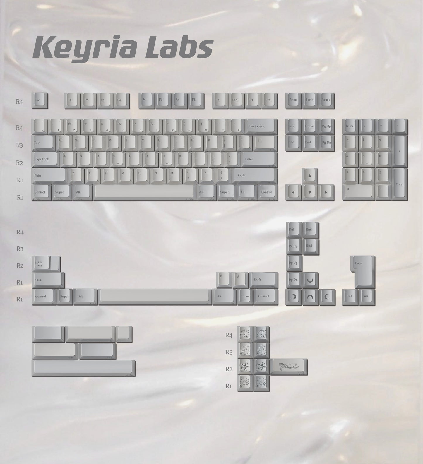 #0246 Pearl Tears Keycaps Cherry Profile Designed By Keyria Labs (not including keyboard)