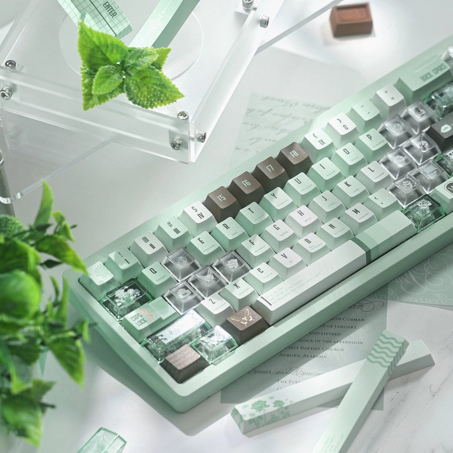 #0241 Mint Chocolate Mambo Keycap Green Brown Keycap Cherry Profile (not including keyboard)