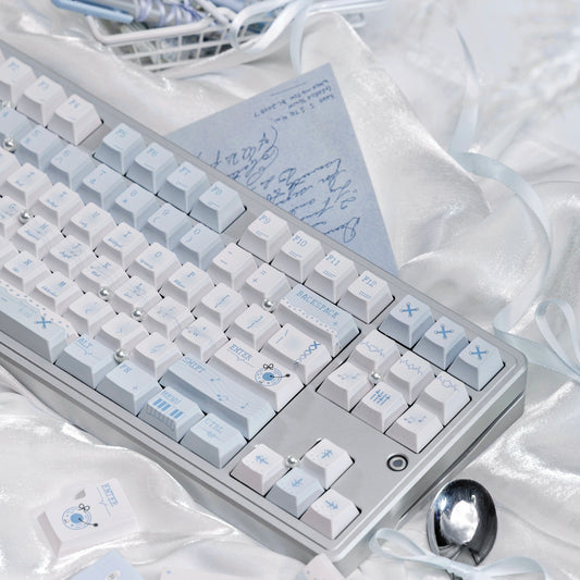#0265 Blue Overture Blue and White Piano Music Note Keycap Cherry Profile Designed By Miller