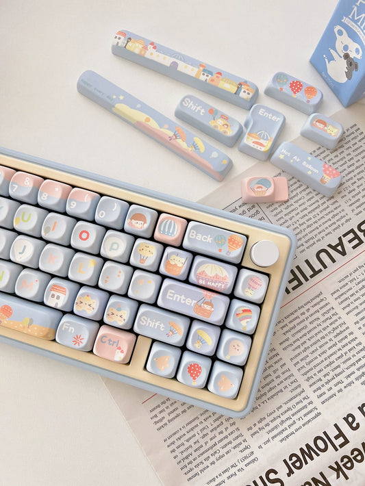 070 Pale Blue Hot Air Balloon MOA Profile 141 Keys Customized Mechanical Keyboard Keycaps