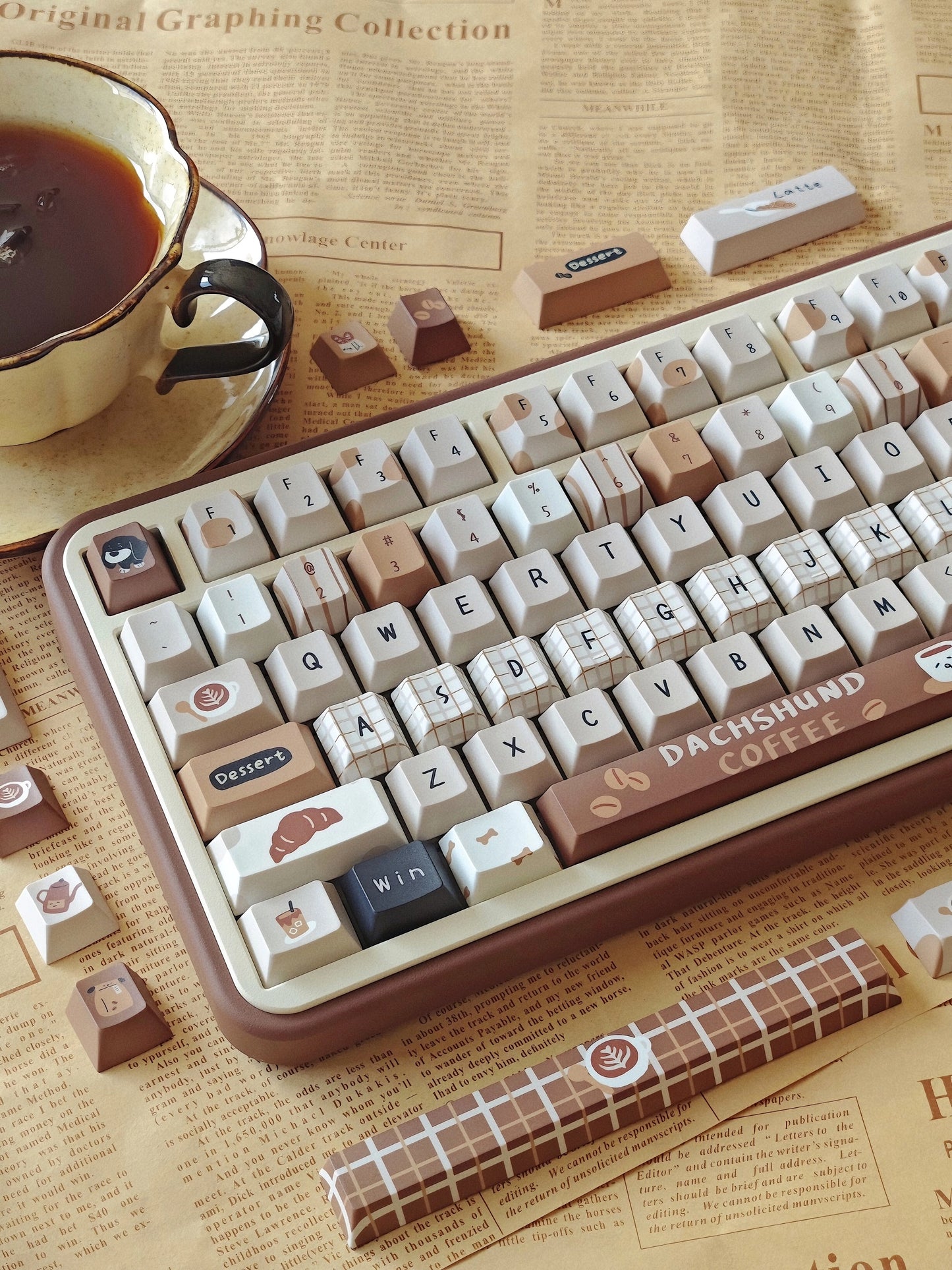 #0239 Sausage Doggy Americano Coffee Autumn and Winter Latte Brown Keycap Cherry Profile Designed By Chocolate Chestnut