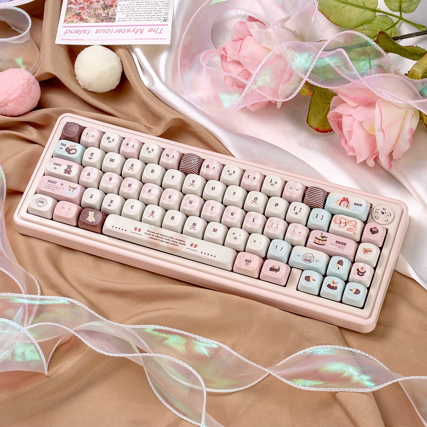 #0257 Velvet Strawberry Mint Chocolate Keycap Cherry/moa Profile(Not including keyboard)