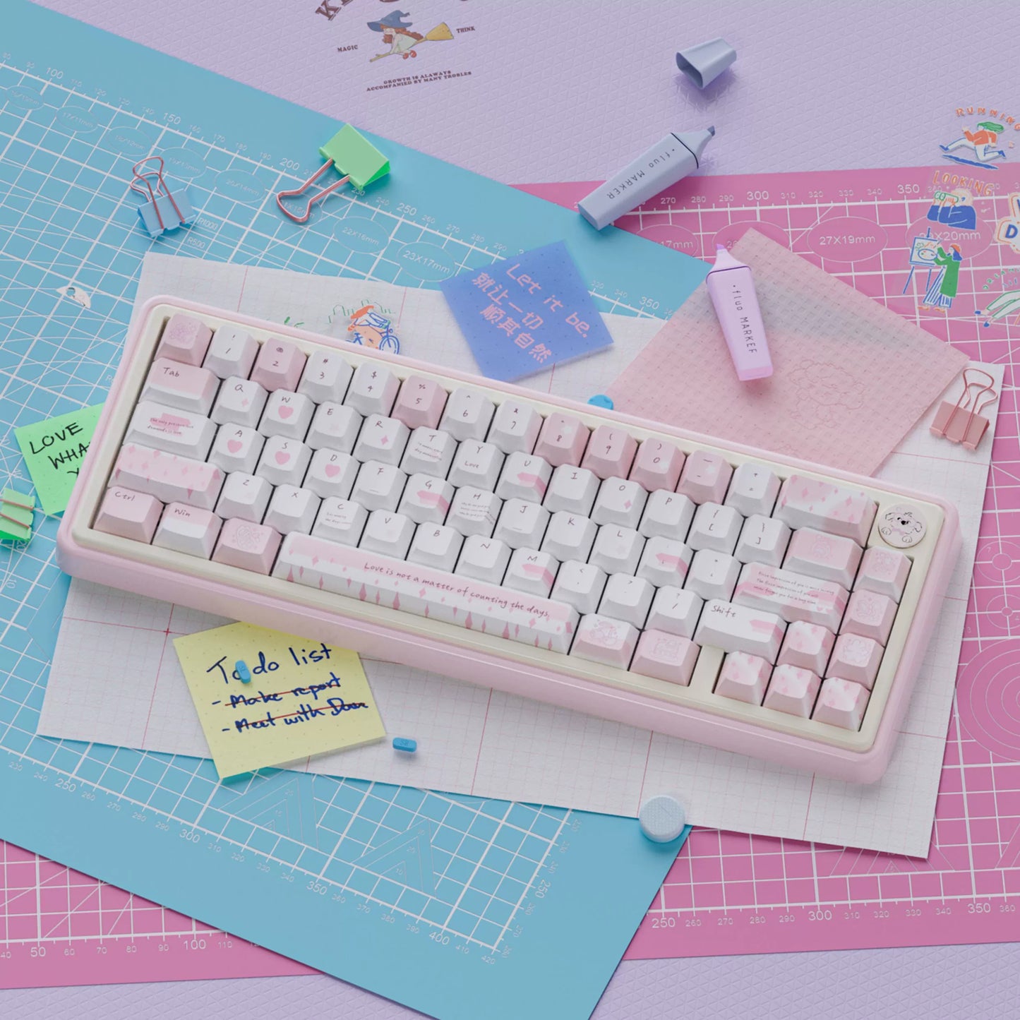 UR65 Blue/Pink/Red Mechanical Customized Keyboard (Tri-mode Gasket Hot Swap RGB Support QMK/VIA)