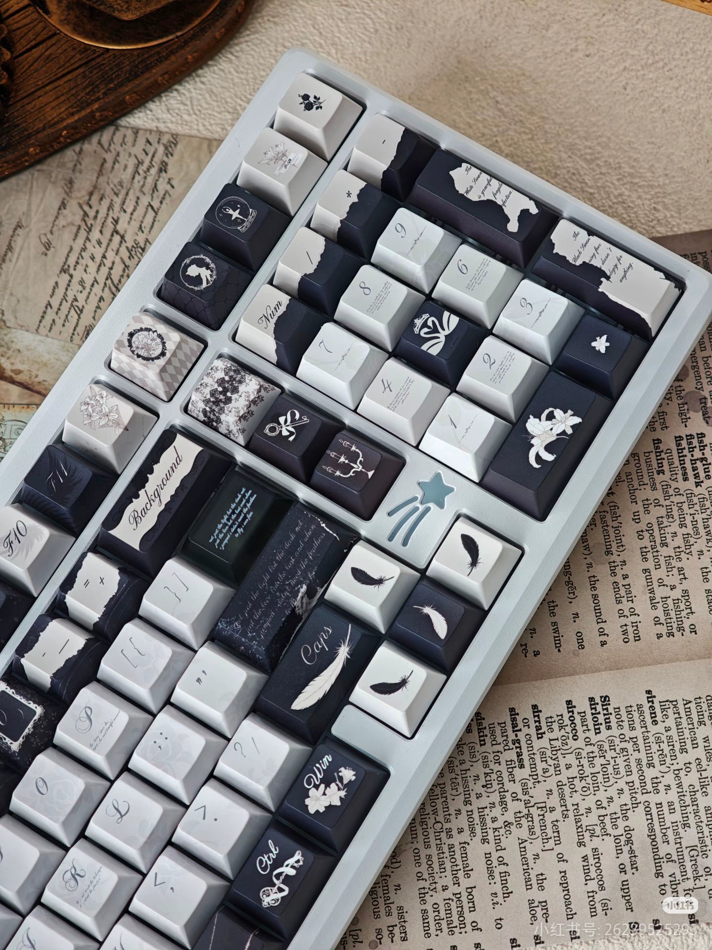 #0229 Dance of Ashes Black White Grey Keycap Designed By Miller