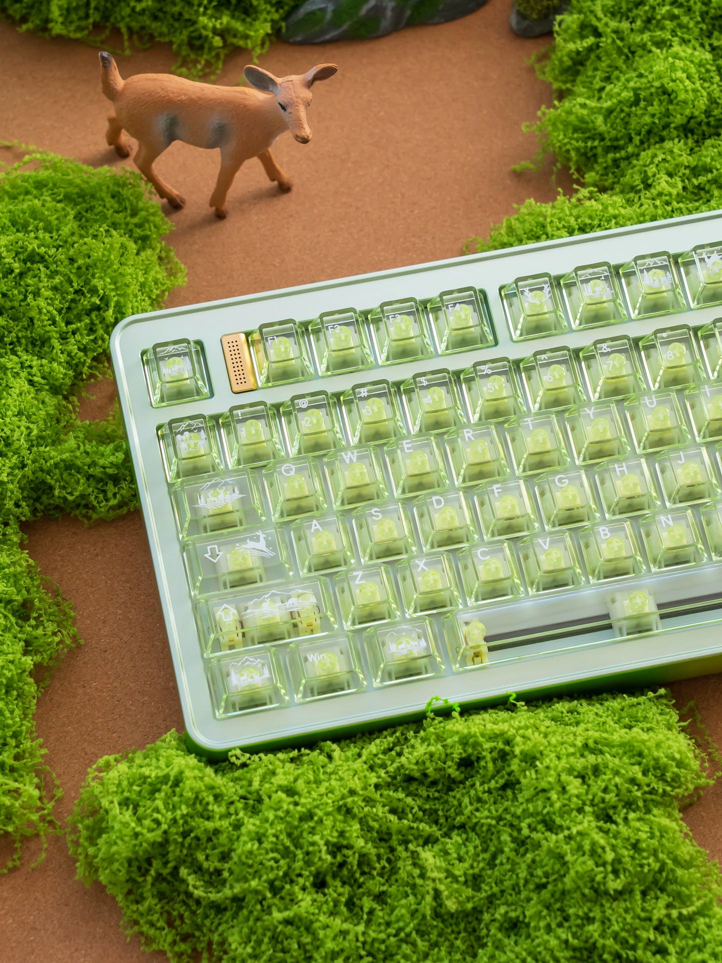 #0216 Fresh Green Dearwood Whisper Keycap Set Cherry Profile PBT146+PC115  （not including keyboard）