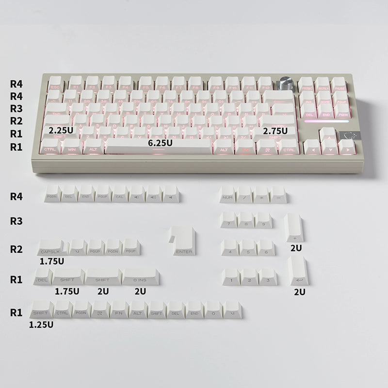 006 White / Black Side Light-transmitting Side Engraved Cherry Profile 131 Keys PBT Two-color Molding