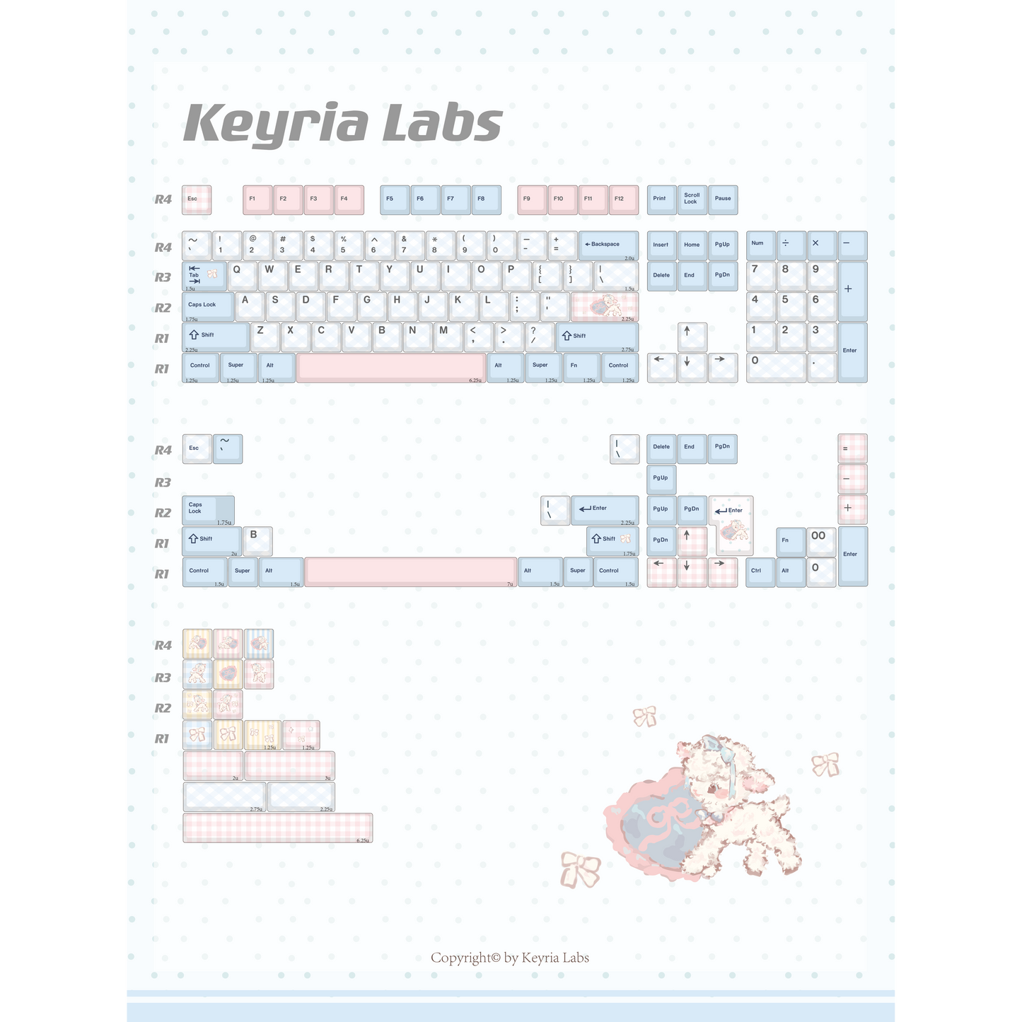 #0260 Pale Blue Pink Sweet Sheep Dream Cherry Profile Keycap Set Designed By Keyria Labs (not Including Keyboard)
