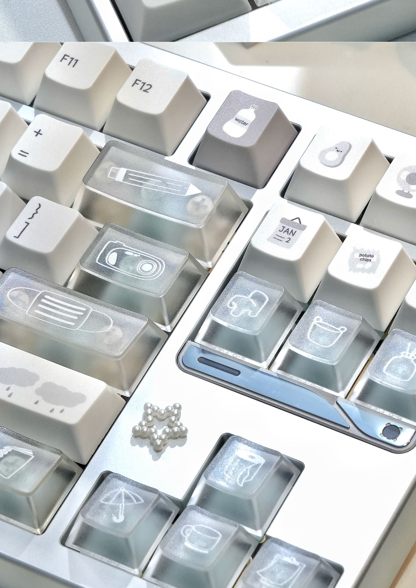 #0280 Cream Sticky Notes Simple and Milk White Pale Gray Keycap Cherry Profile