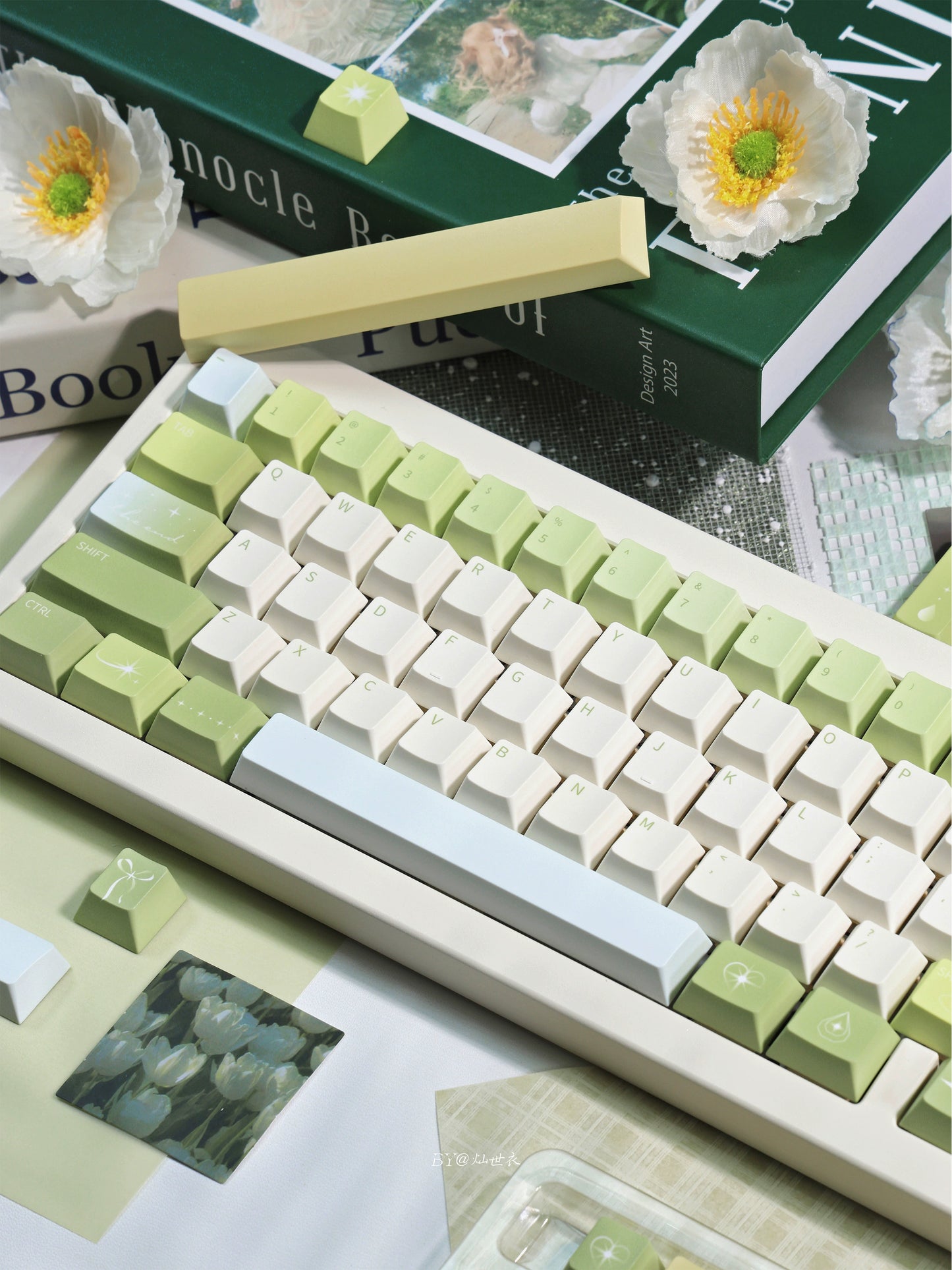 034 Sleepy Rain Simple Fresh Green Cherry Profile Keycaps 139 keys