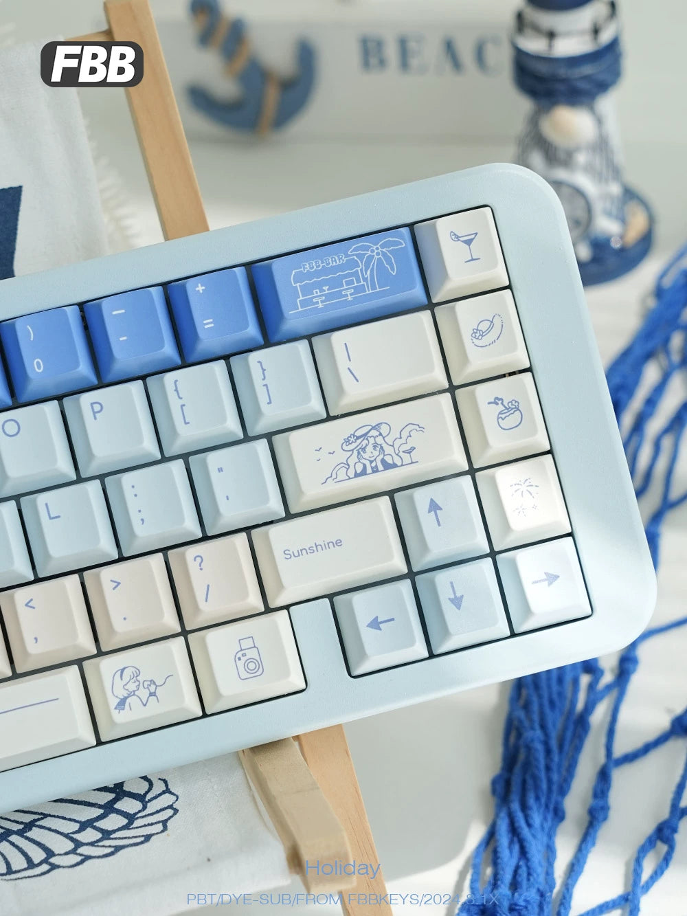 046 Holiday Blue Gradual Change Cherry Profile  Keycap 147 Keys FBB Design