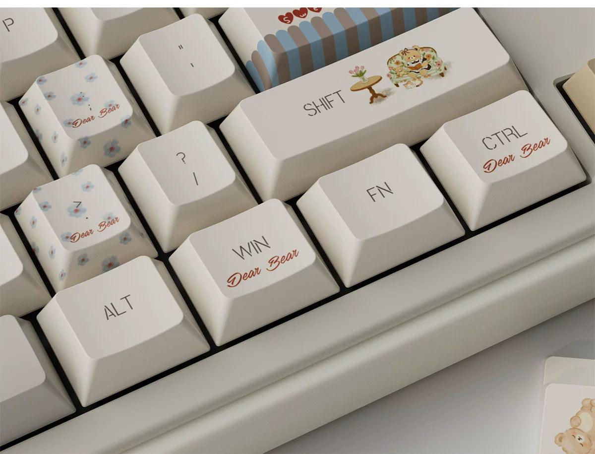 #0283 Milk Coffee Bear Cream Letter Tea Party Keycap Cherry Profile Designed By COLA