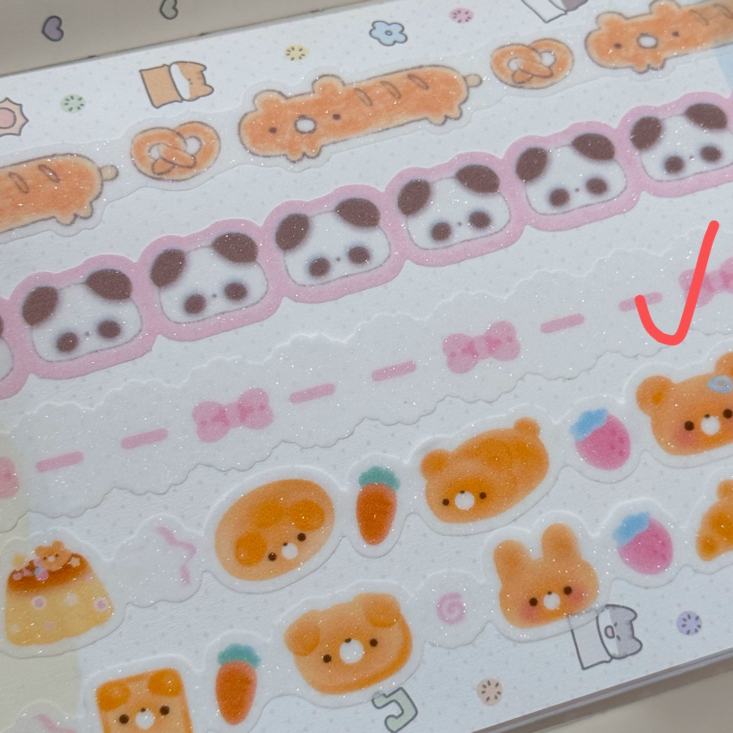 TUUO Cute Bear /panda /bowtie/ Bread Shaped Shiny Adhesive Matte Decorative Tape Stickers for Bullet Journal / Planner