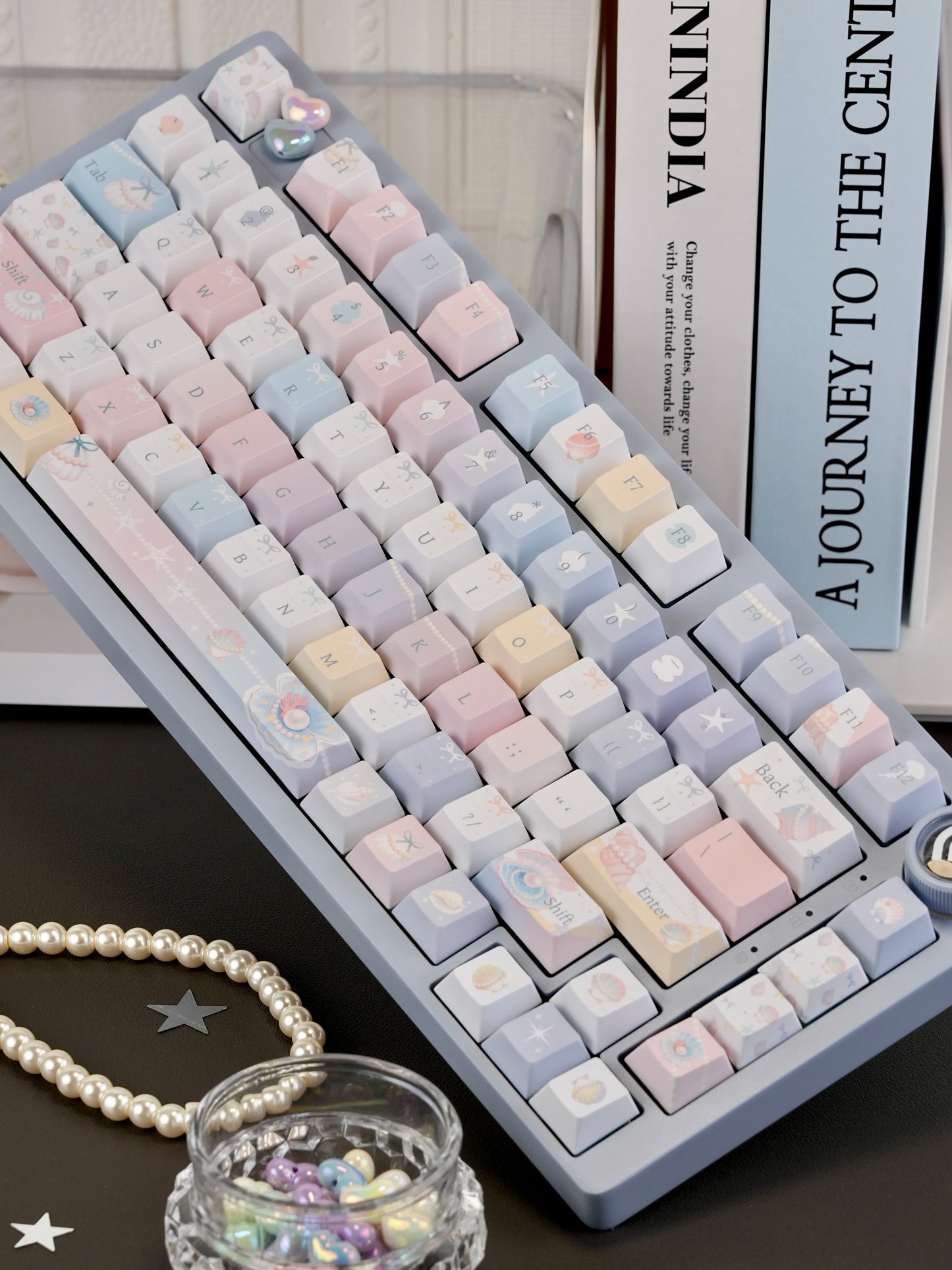 #0269 Pastel Seashell Jellyfish Pearls Keycaps With Foggy Pc Novelty Cherry Profile Designed By Miller