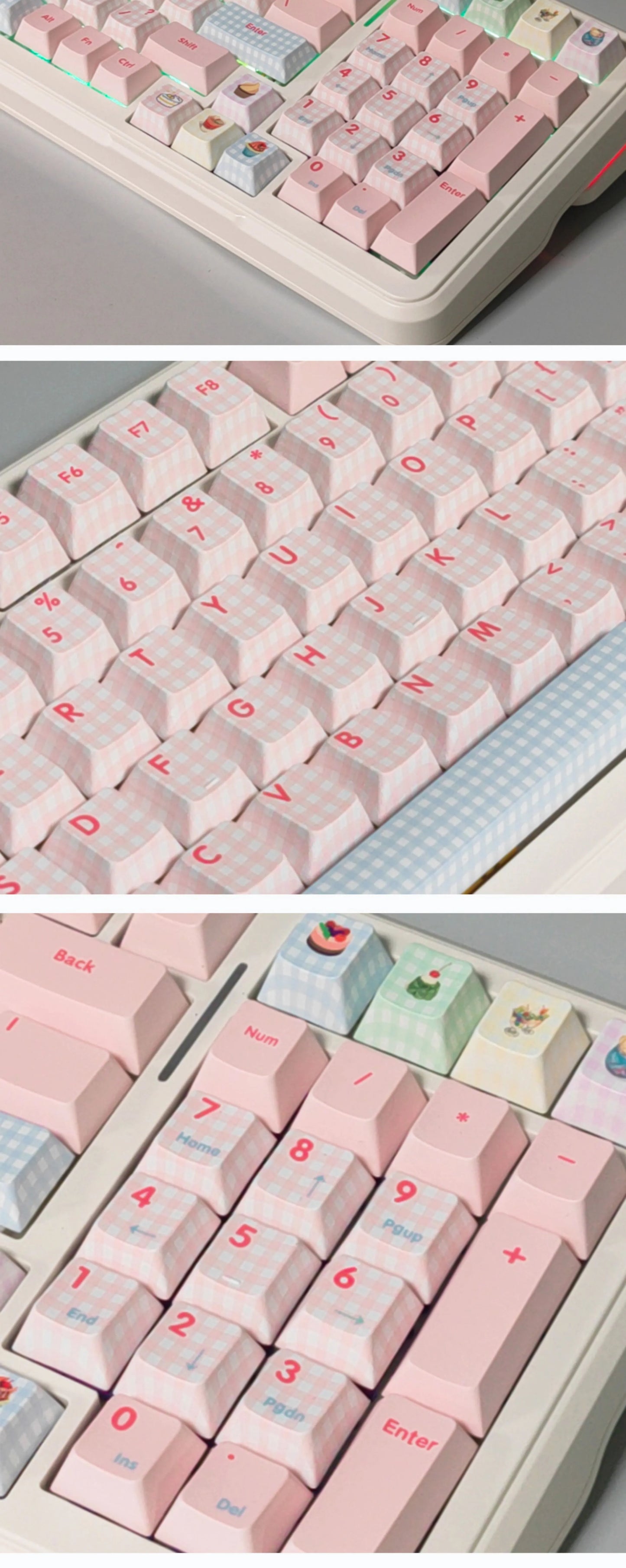 086 Blue and Pink Plaid Japanese Double-spell Keycaps 138-keys