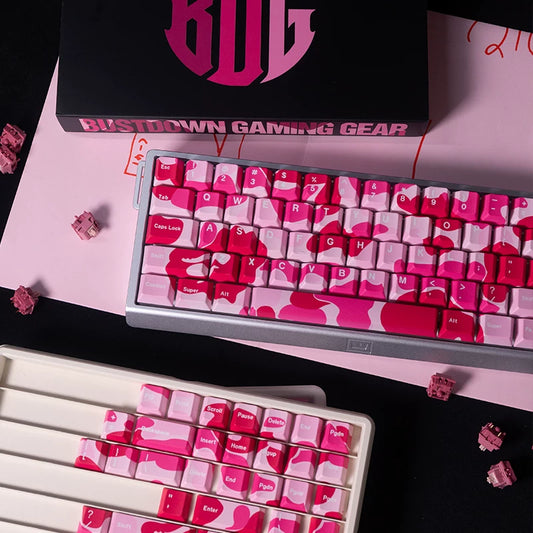 #0273 Pink Camo Keycap Cherry Profile(Please Check Matching Keyboard Layout)