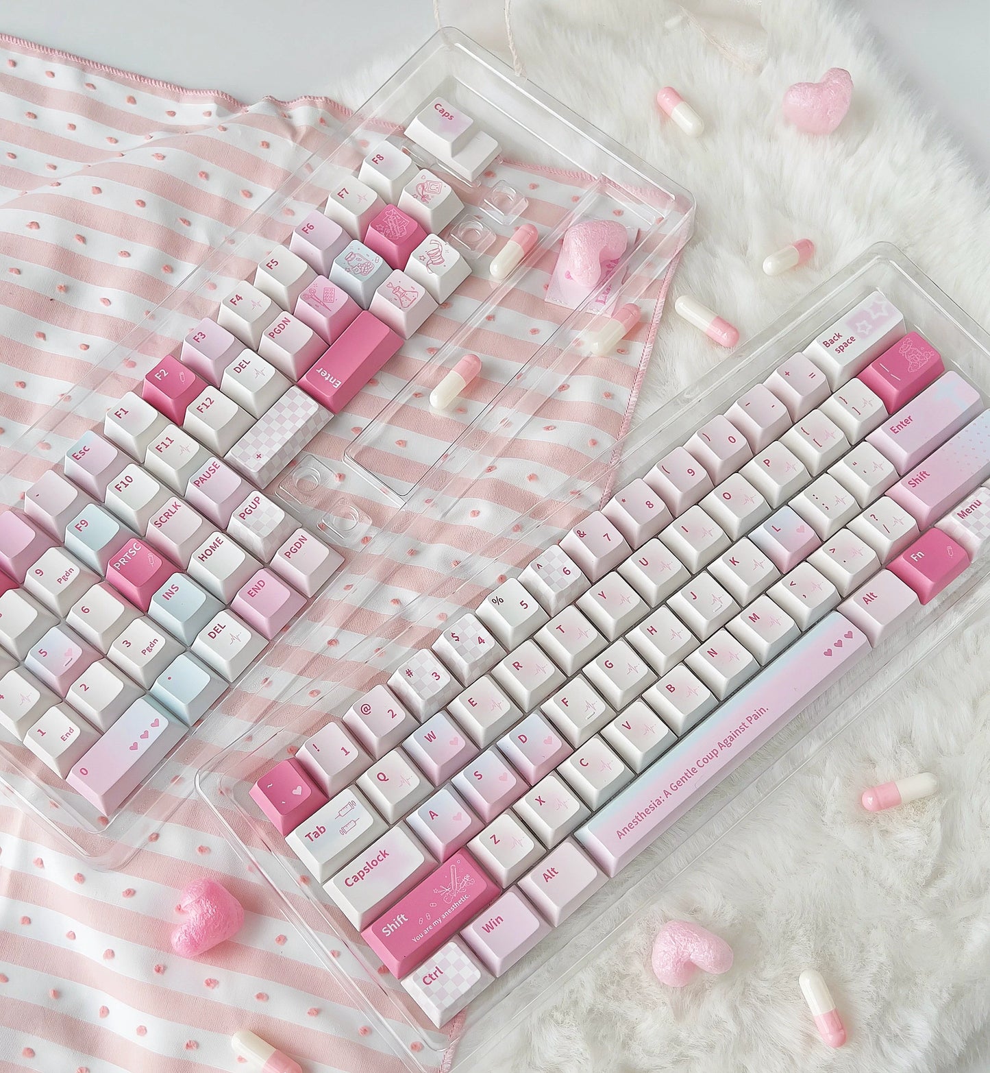 #0287 Anesthetic Cute Cure Light Blue Pink Keycap Cherry Profile Designed By Bluebird