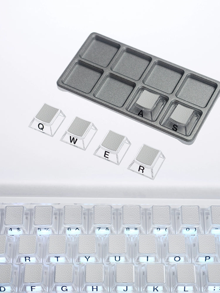 #0213 Leather Top Clear Keycaps Designed By OSHID（only keycaps not including keyboeard)