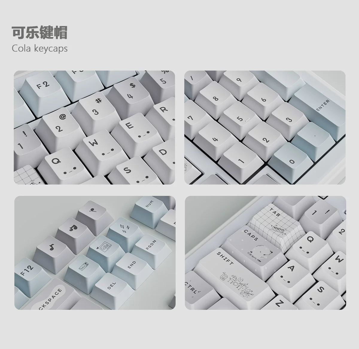 #0285 Gray Ins Kaomoji Cute Minimalist Keycap Cherry Profile Designed By Colakeycaps