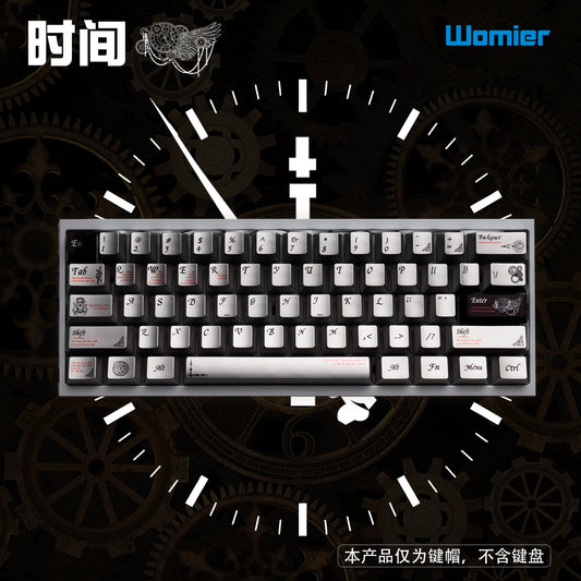 #0177 Time Silver Metallic Keycap Cherry Profile Designed By Womier (The surface of the keycaps is coated with a composite metallic finish; they are not made of solid metal.)