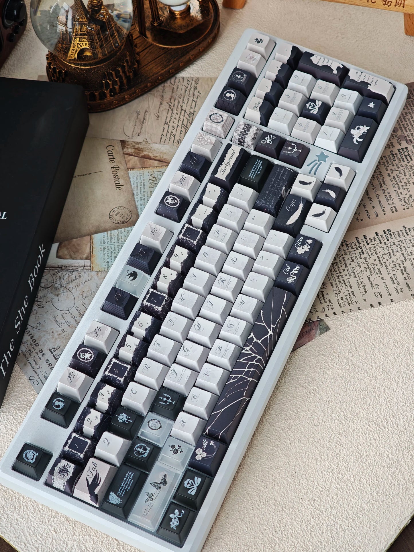 #0229 Dance of Ashes Black White Grey Keycap Designed By Miller