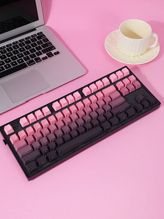 Dusty Rose Bean Red Dark Pink Gradient Side Engraved OEM Profiled 140 Keys Keycaps By KCPMASTER