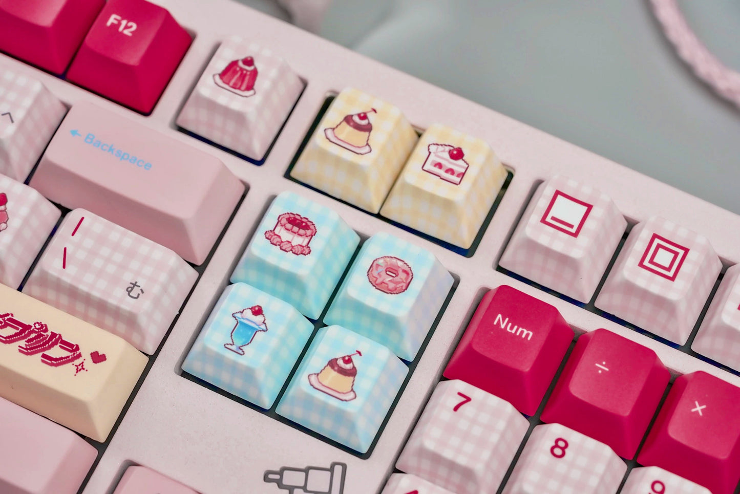 #0242 Showa Dessert Cream Soda Pastel Grid Keycaps Designed By Keyria Labs