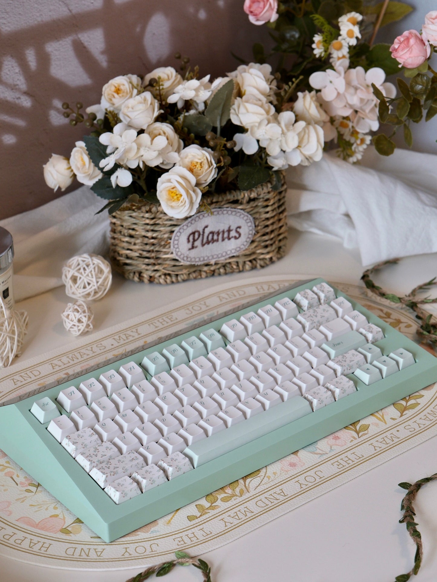 050 Pastel Green Eve Manor Floral Small Fresh Keycaps Cherry Profile Designed By MoCoo