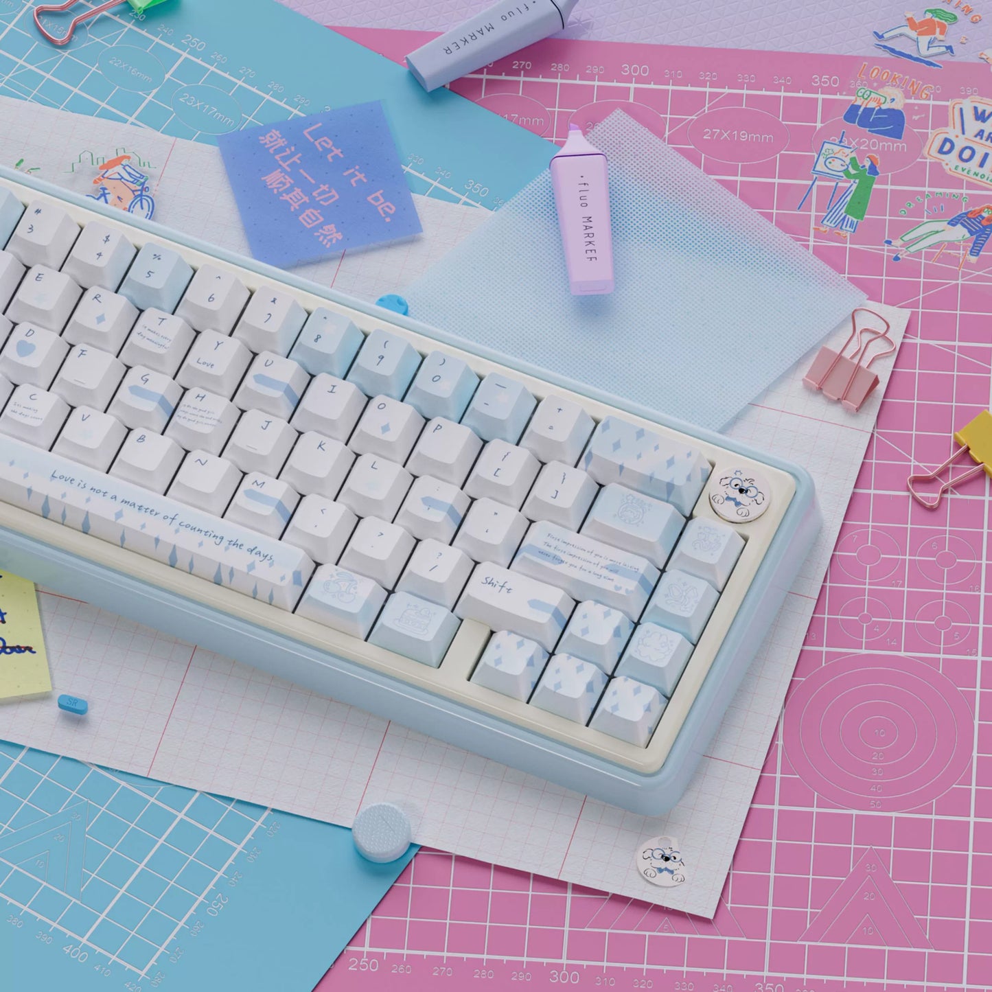 UR65 Blue/Pink/Red Mechanical Customized Keyboard (Tri-mode Gasket Hot Swap RGB Support QMK/VIA)