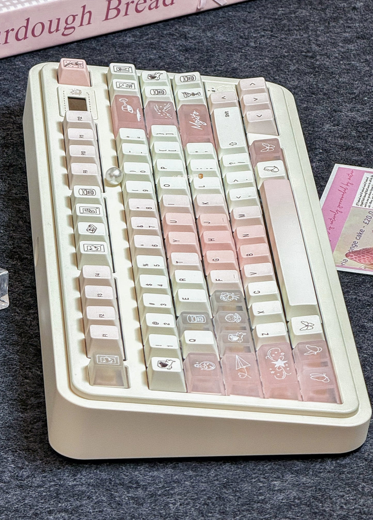 #0250 White Peach Mojito Cream Pink Gradual Change Keycap Cherry Profile (not Including Keyboard)