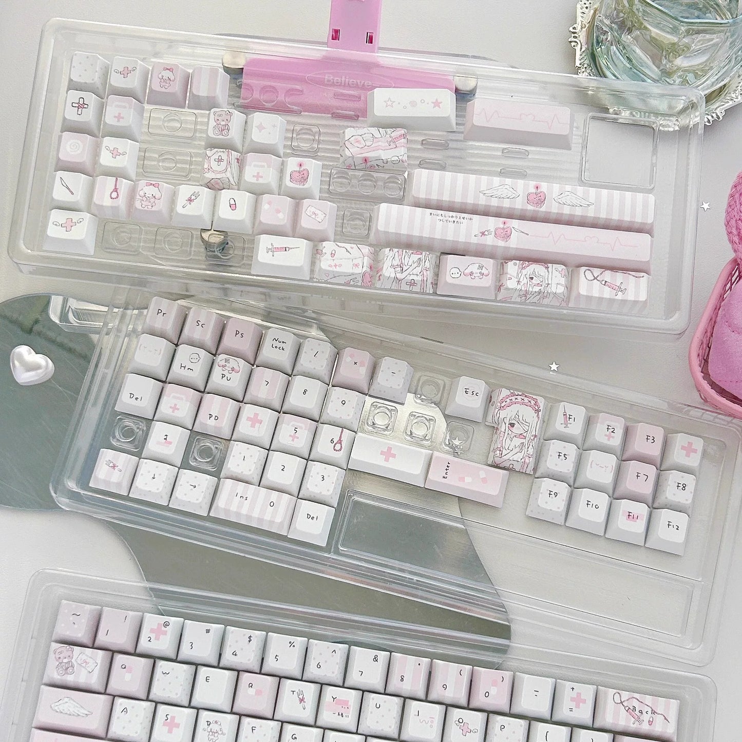 #0286 1 Angel Treatment Room Cold White Light Pink Keycap Cherry Profile
