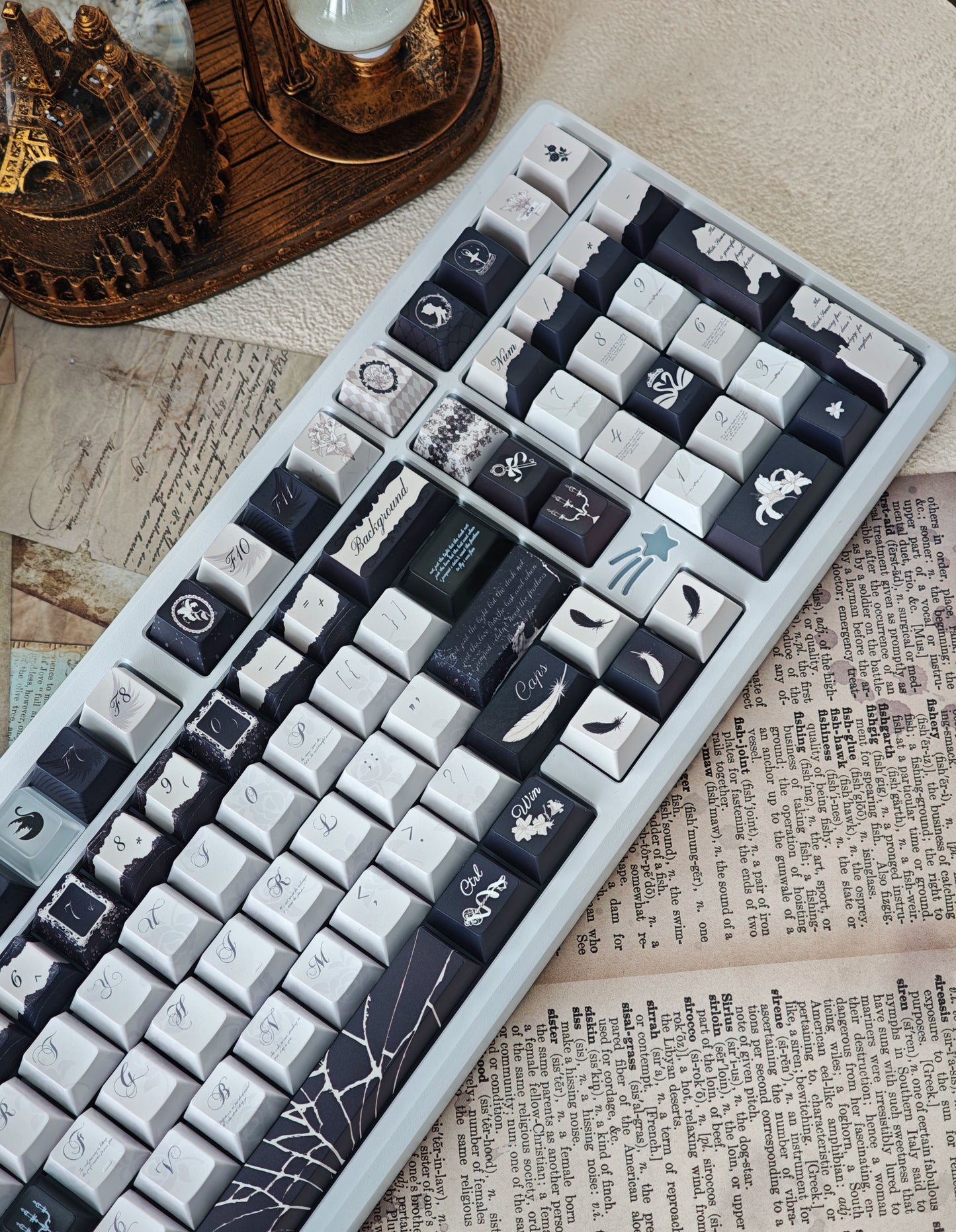 #0229 Dance of Ashes Black White Grey Keycap Designed By Miller
