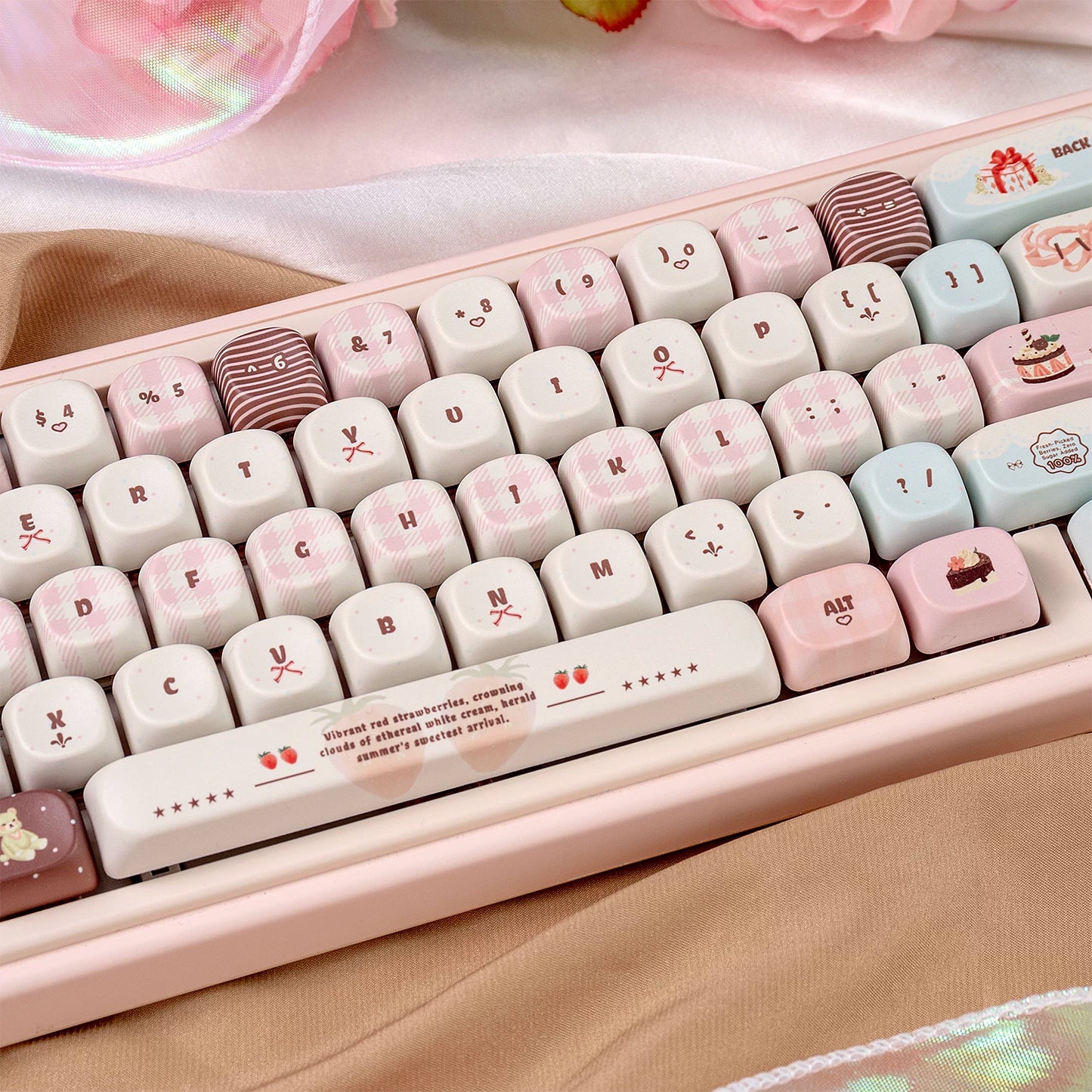 #0257 Velvet Strawberry Mint Chocolate Keycap Cherry/moa Profile(Not including keyboard)