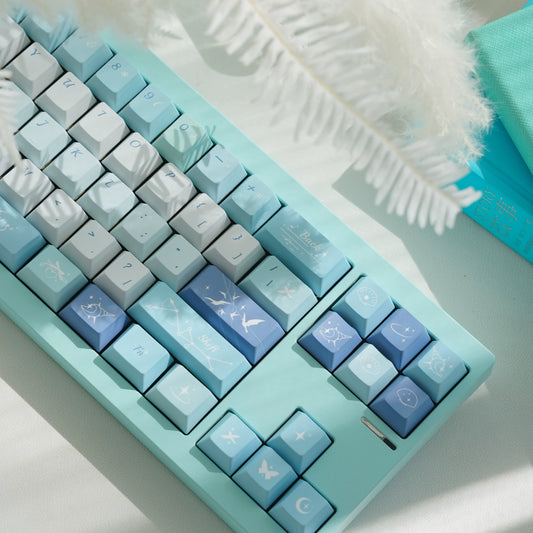 136 Lanyu Simple Fresh Blue Keycaps