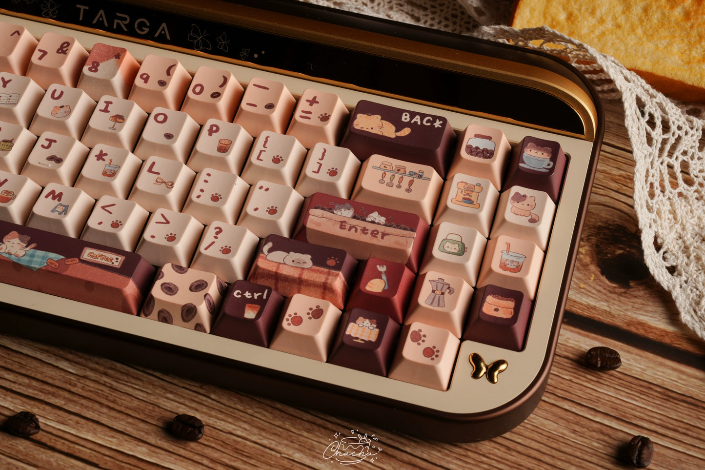 LilyX Lab Meow Cafe Cute Vintage Cherry/SOA Profile Keycap 138-keys