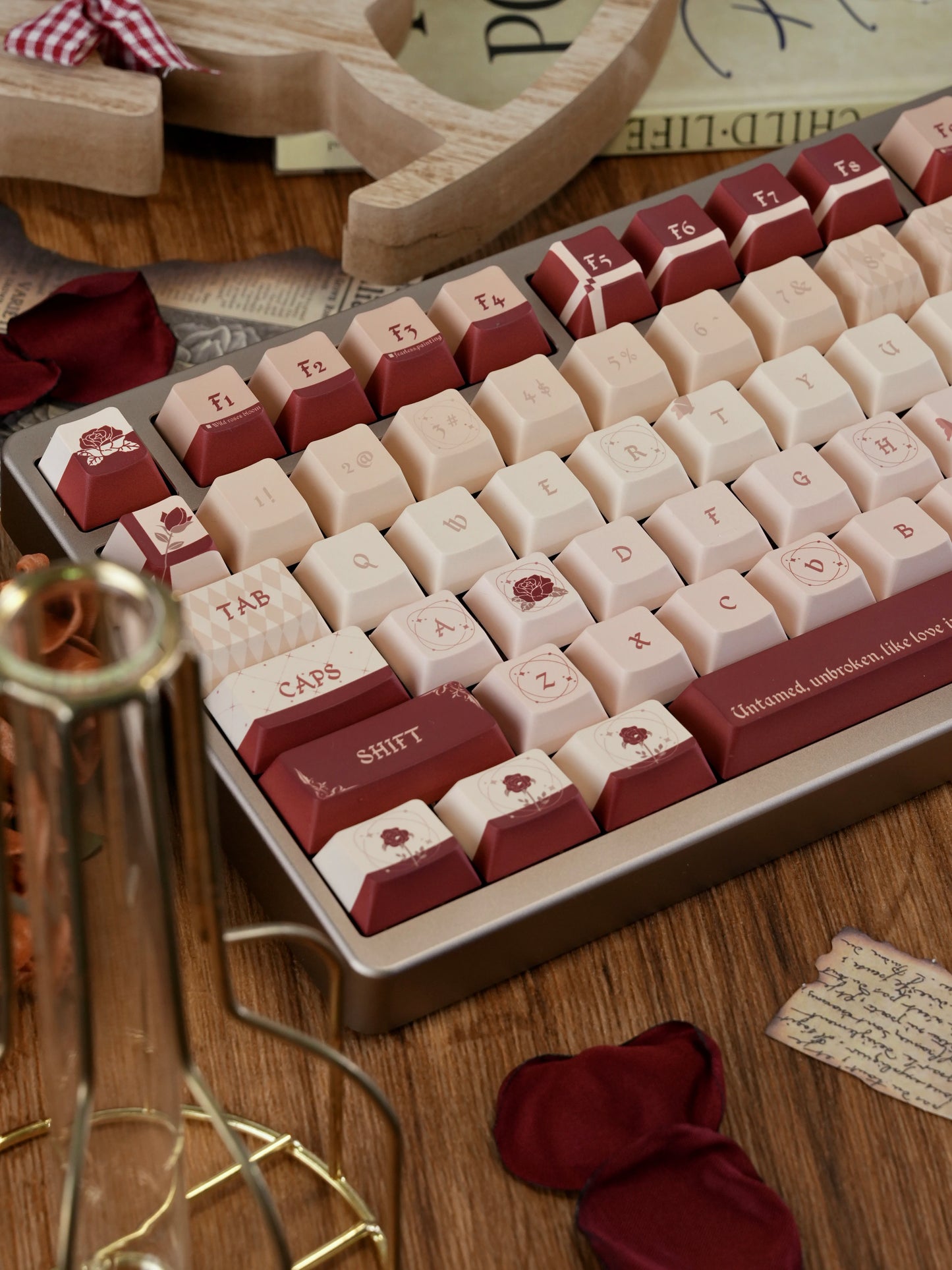 #0277 Wild Rose Keycap Retro Red Velvet Premium Designed By Miller