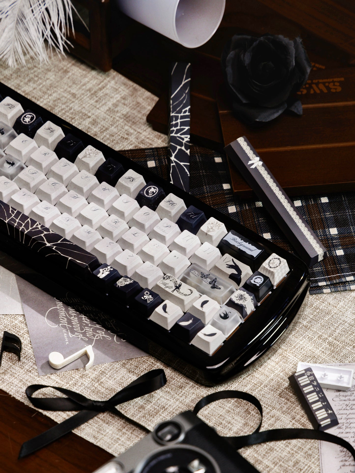 #0229 Dance of Ashes Black White Grey Keycap Designed By Miller
