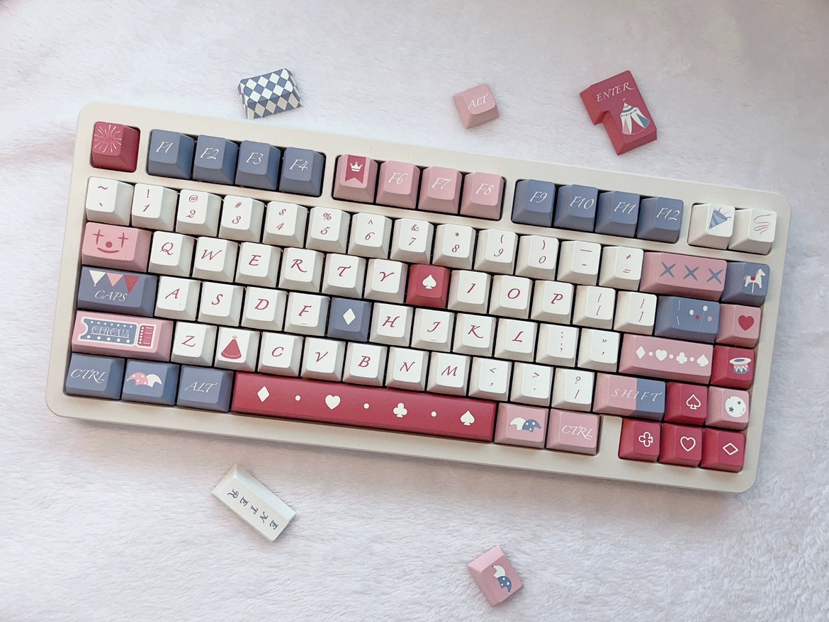 Wonderful Night of Circus Dusty Blue Dusty Rose Red Keycap Set