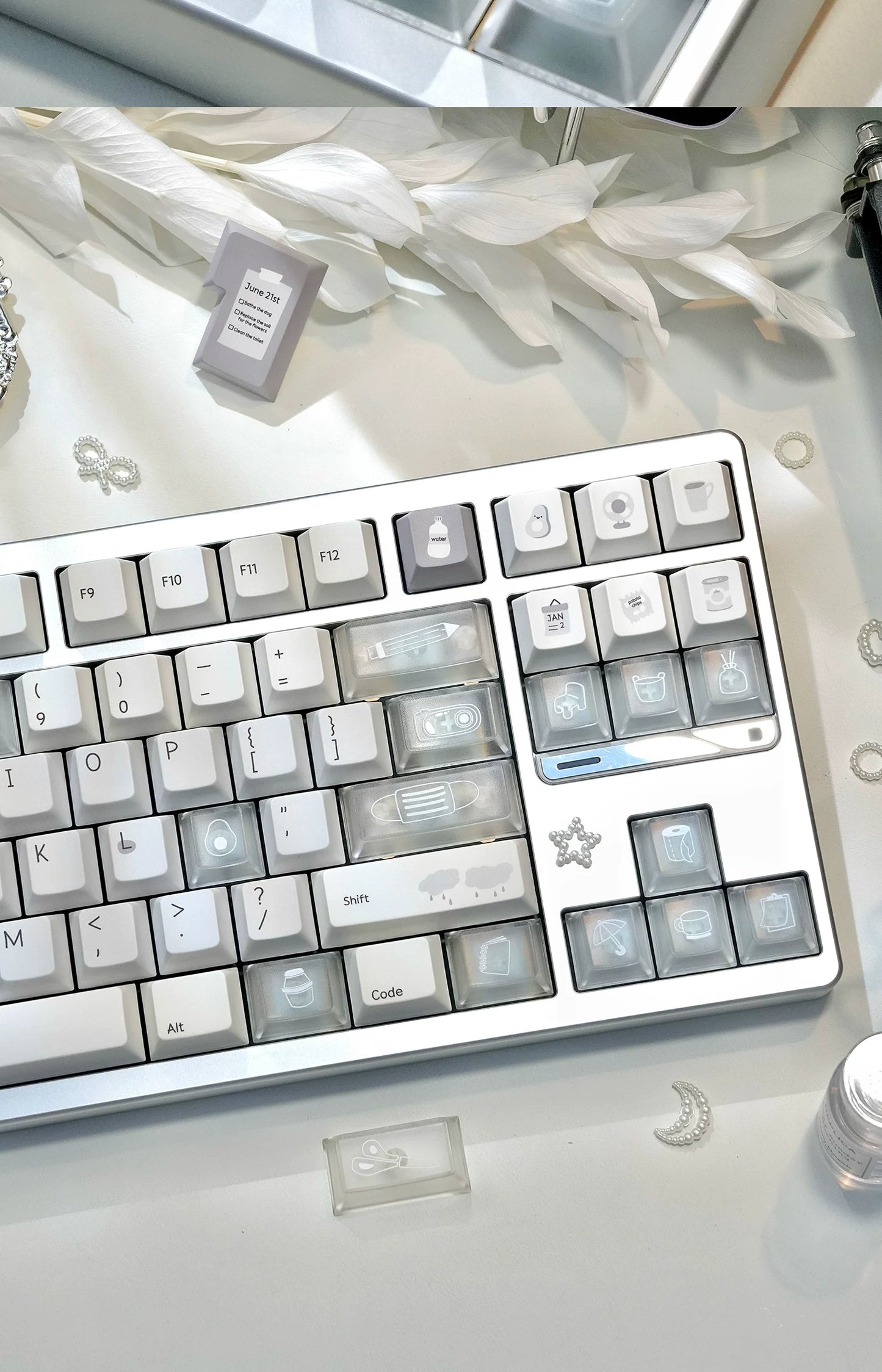 #0280 Cream Sticky Notes Simple and Milk White Pale Gray Keycap Cherry Profile
