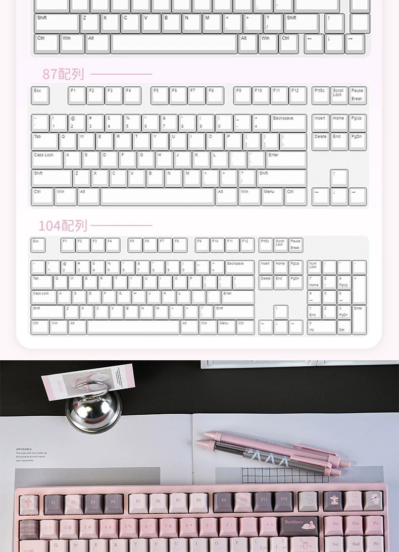 #0244 Gentle World Gray Pink Keycap Cherry Profile（not including keyboard）
