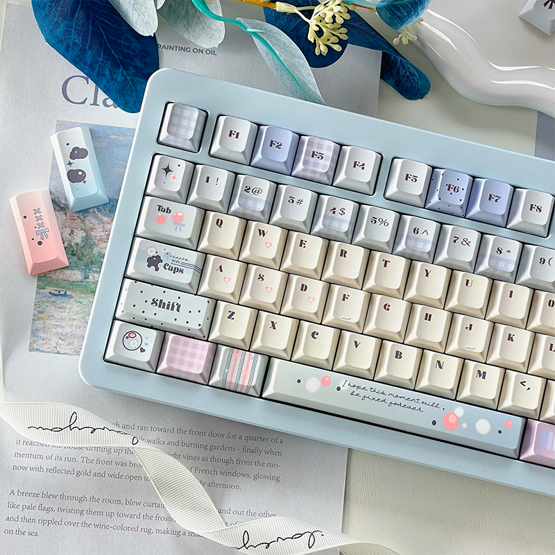 120 Slightly Drunk Bubbles Cute Pink Blue Girl Keycap New Cherry Profile 129-keys