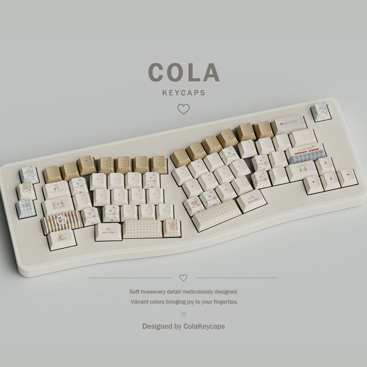#0283 Milk Coffee Bear Cream Letter Tea Party Keycap Cherry Profile Designed By COLA