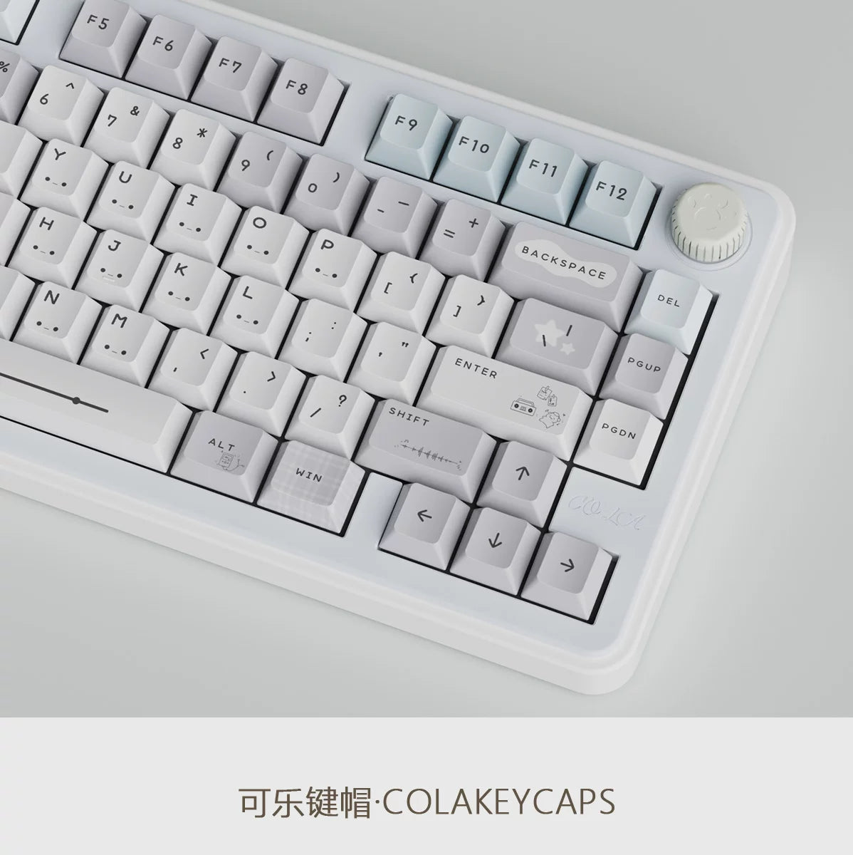#0285 Gray Ins Kaomoji Cute Minimalist Keycap Cherry Profile Designed By Colakeycaps