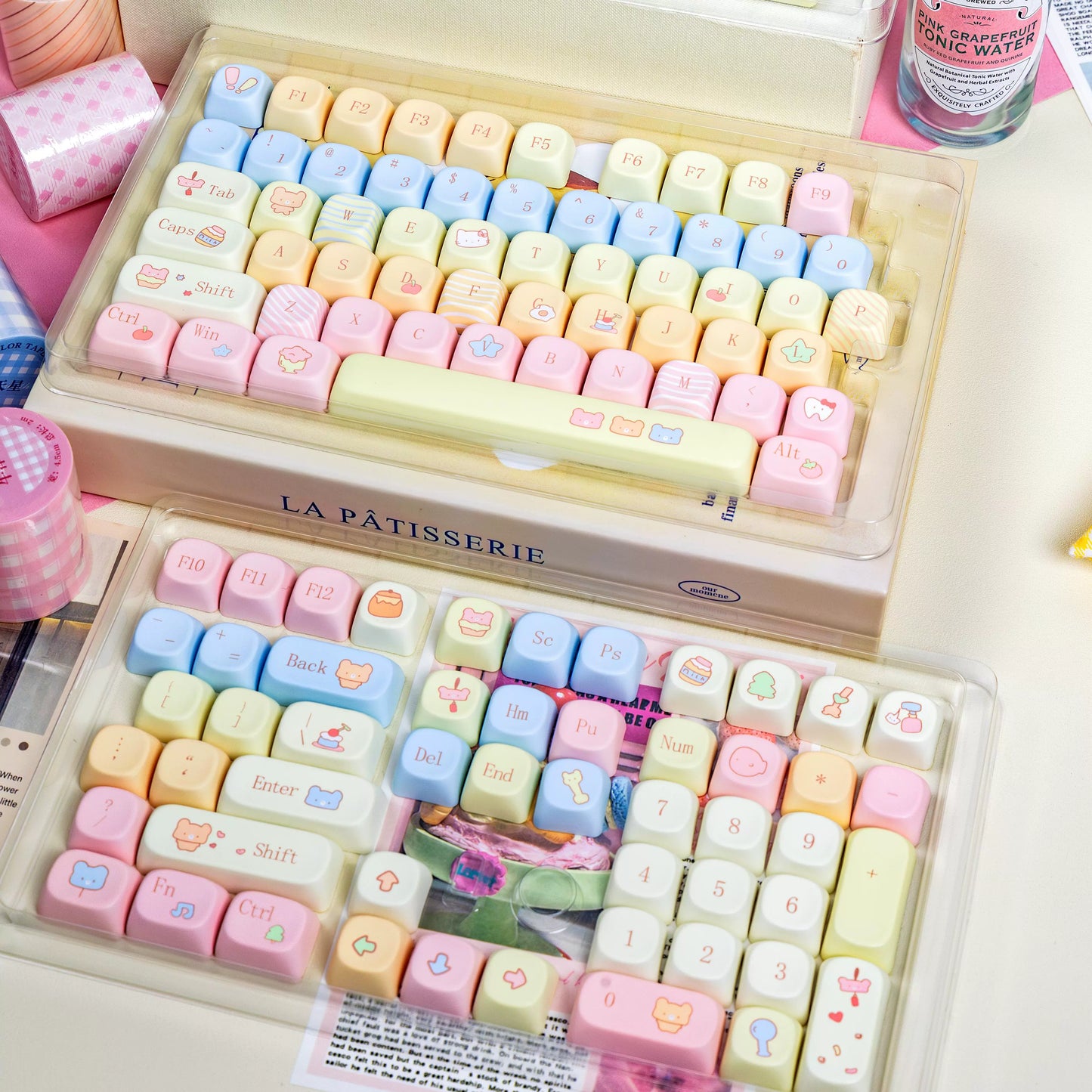 100 Bear Diary Cute Yellow Pink Blue MOA Keycaps 136-keys